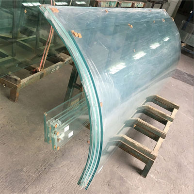 Custom Curved Glass Building Greenhouse Curved Glass Balcony Railing Dark Blue / Light Blue Curved Safety Glass 3mm-19mm
