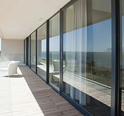 Hurricane Proof Slim Glass Window Soundproof Aluminium Alloy Profile Kaca Patio Pintu Geser