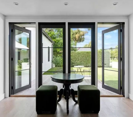 Custom Hitam Panas-Insulasi Kaca Swing Pintu Dengan Powder Coating Aluminium Alloy