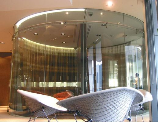 12.76mm bening keras laminated melengkung kaca tetap dan panel geser partisi kantor