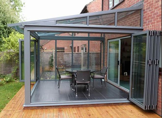 Kaca Isolasi 5mm+12A+5mm Untuk Villa Taman Luar Ruang Rumah Kaca Bingkai Aluminium Kamar Matahari yang Bisa Ditarik