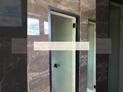 Custom Aluminium Frame Frameless Tempered Glass Door 10mm 12mm Pintu Kaca Kental